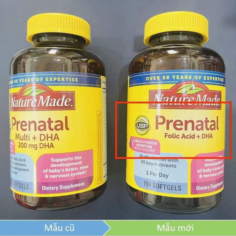 Cập nhật vitamin tổng hợp Nature Made Prenatal Multi + DHA 2023