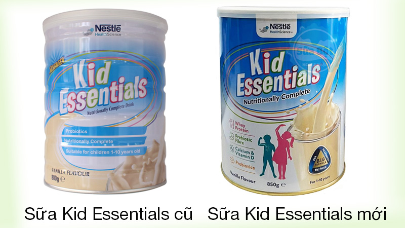Sữa Kid Essentials mẫu mới và mẫu cũ có những điểm khác nhau