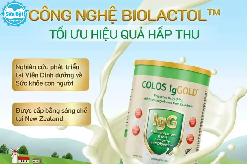 Colos IgGold được sản xuất với công nghệ độc quyền Biolactol