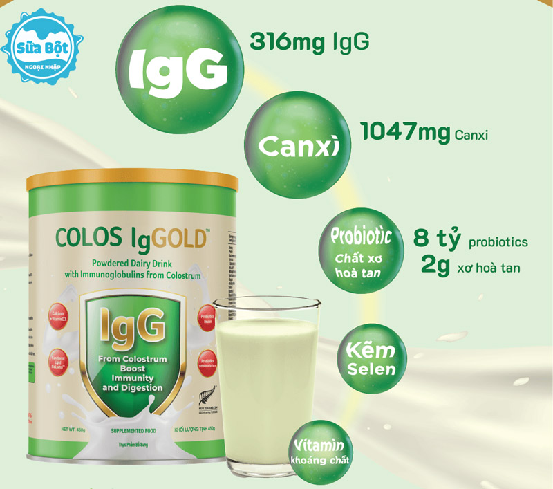 Colos IgGold bổ sung kháng thể, nguồn dinh dưỡng dồi dào từ vitamin và khoáng chất cho cơ thể