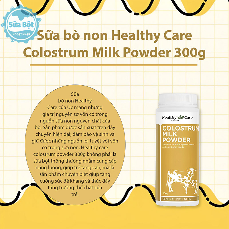 Sữa non Healthy Care Clostrum được lấy từ sữa non trong vòng 48 giờ của những chú bò mẹ