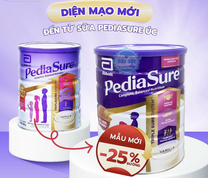 Sữa Pediasure Úc mẫu cũ và mẫu mới