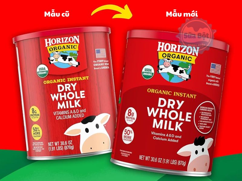 Sữa tươi Horizon Organic mẫu cũ và mẫu mới Sữa tươi Horizon Organic mẫu cũ và mẫu mới