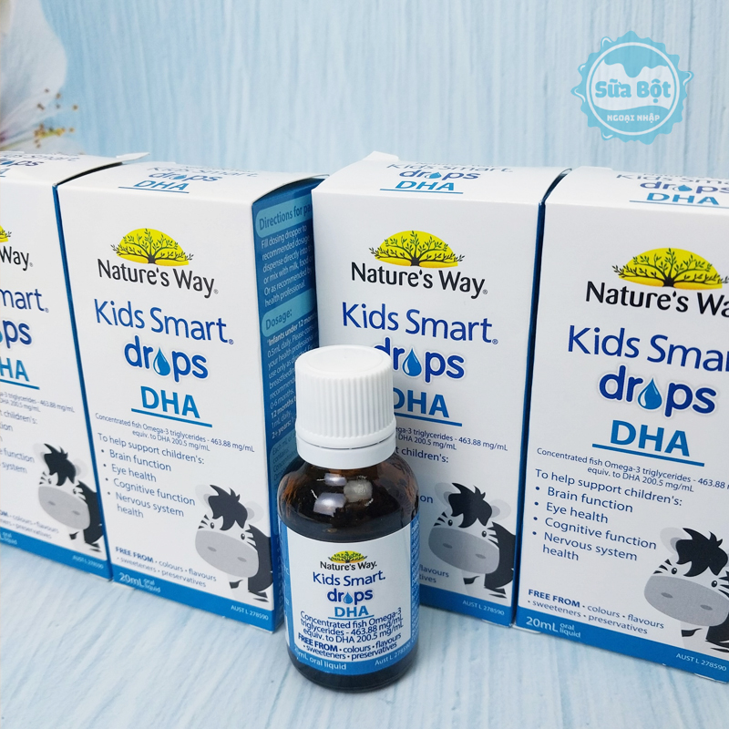 Giọt uống Natures Way Kids Smart Drops bổ sung DHA được làm từ thành phần dầu cá tinh khiết là cá cơm