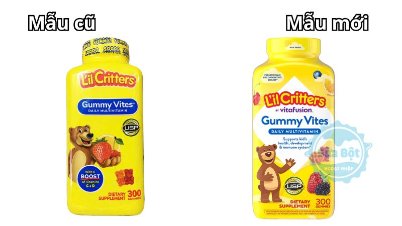 Kẹo dẻo gấu Lil Critters Gummy Vites mẫu cũ và mẫu mới Kẹo dẻo gấu Lil Critters Gummy Vites mẫu cũ và mẫu mới