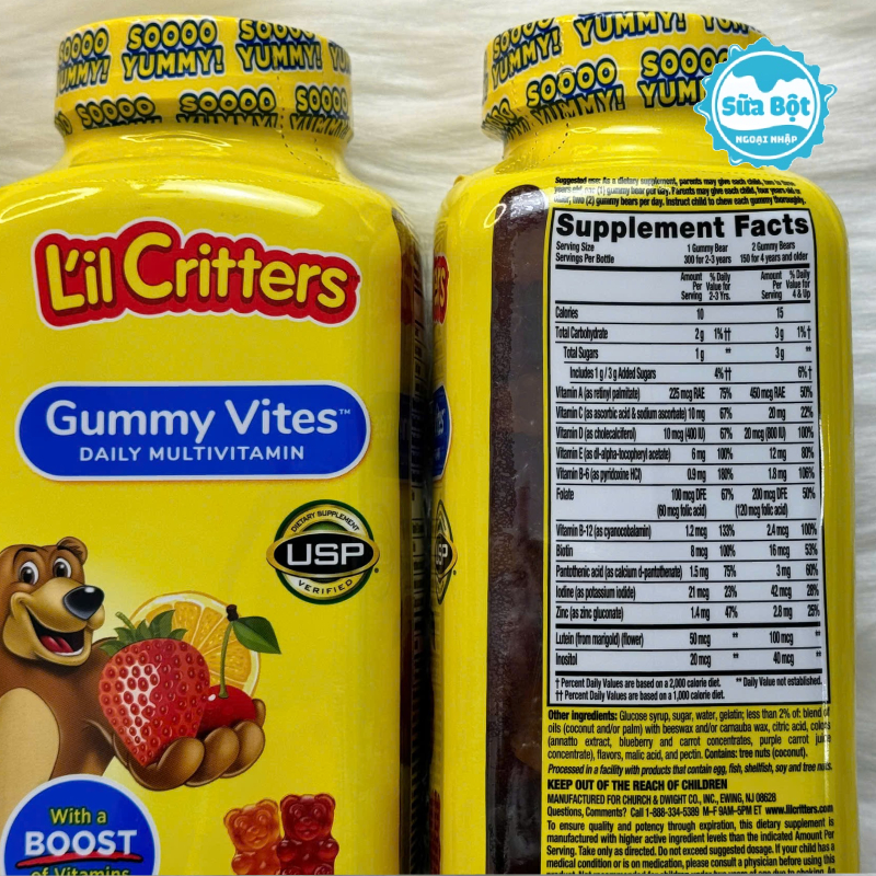 Thành phần của kẹo dẻo Lil Critters Gummy Vites chứa nhiều vitamin