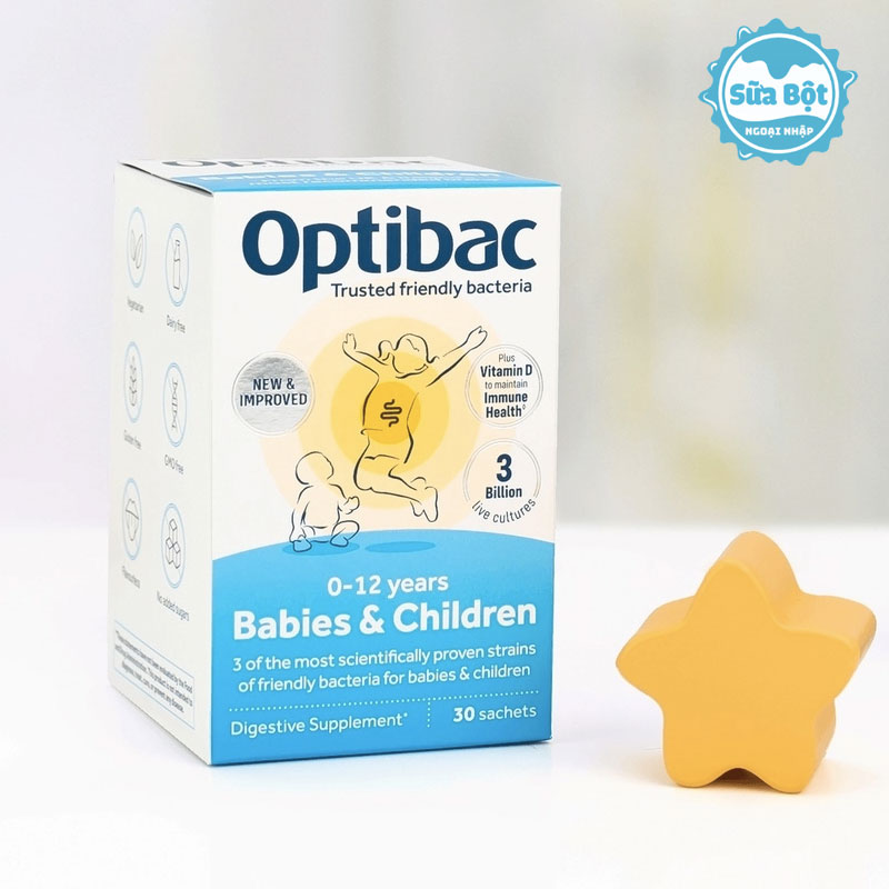 Công dụng của men vi sinh Optibac Probiotics Babies & Children xanh dương