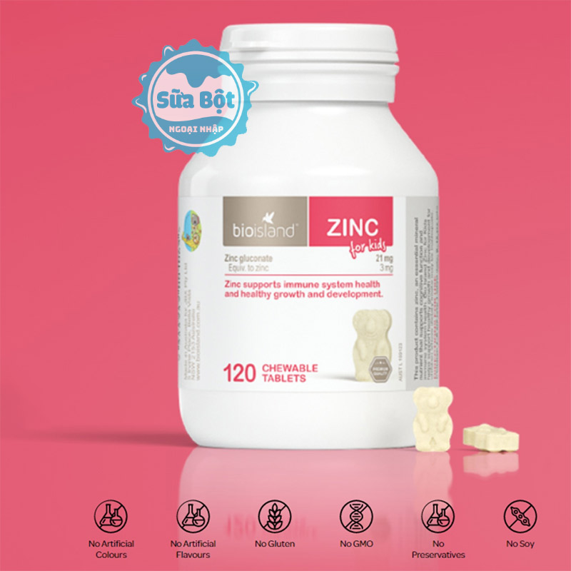 Viên nhai Bio Island ZinC  được chiết xuất 100% từ thiên nhiên, an toàn cho bé