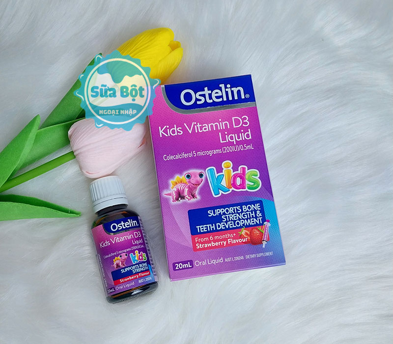 Mỗi 0.5ml Ostelin Kids Vitamin D3 Liquid có chứa 200IU Vitamin D3