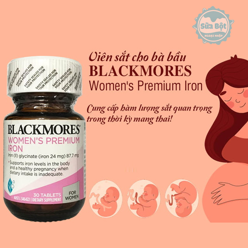 Sắt Blackmore bầu cung cấp hàm lượng sắt thiết yếu để tăng cường sức khỏe cho mẹ và bé
