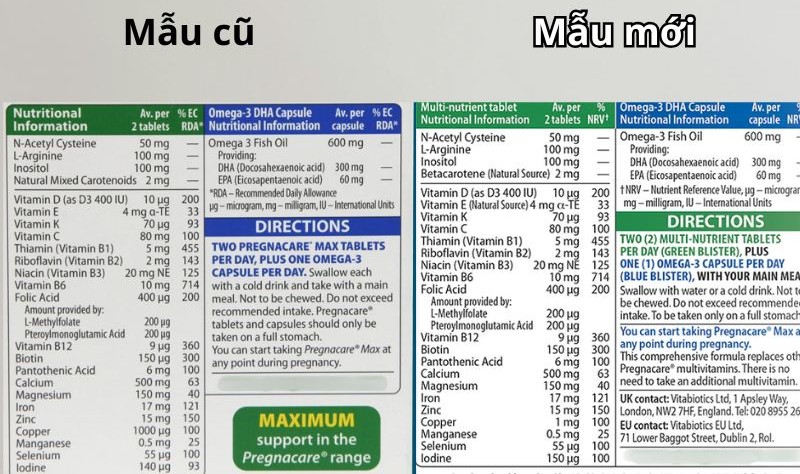Pregnacare Max dinh dưỡng