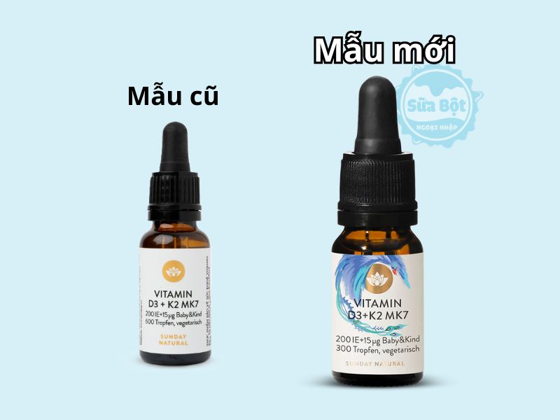 Vitamin D3 K2 MK7 Sunday Natural mẫu cũ và mẫu mới