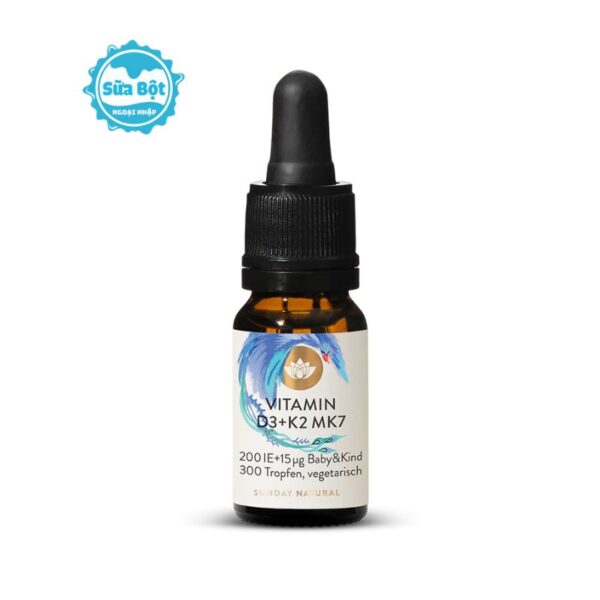 Vitamin D3 K2 MK7 Sunday Natural Dạng Giọt Cho Bé 20ml của Đức (0-4 tuổi)