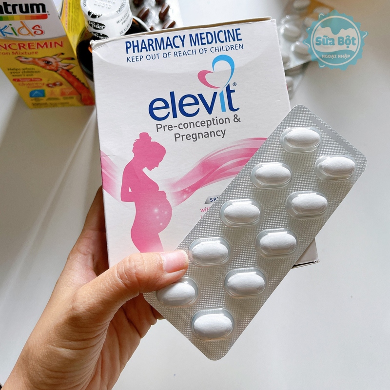Mỗi ngày uống 1 viên vitamin tổng hợp Elevit bầu để đảm bảo sức khỏe mẹ và bé