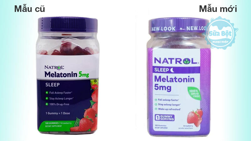 Kẹo dẻo ngủ ngon Natrol Gummies Melatonin 5mg mẫu cũ và mẫu mới