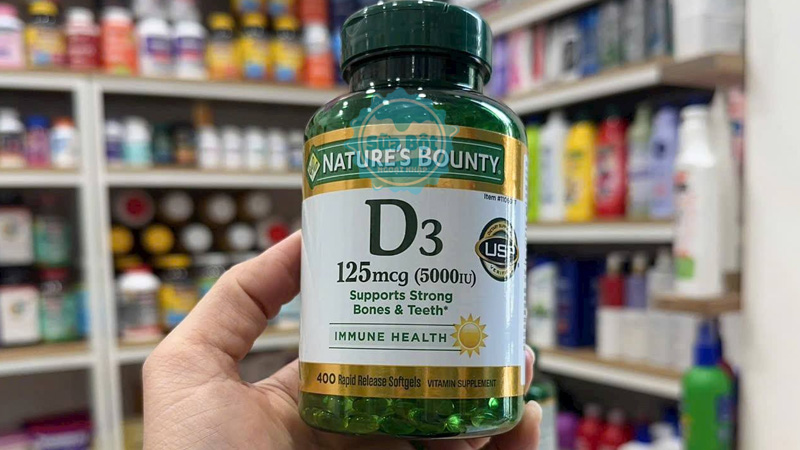 Viên uống bổ sung vitamin D3 Nature's Bounty 5000 IU hỗ trợ cho xương và răng chắc khỏe