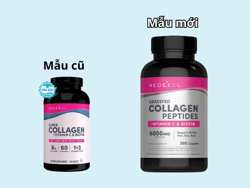 Viên uống NeoCell Super Collagen + C with Biotin mẫu cũ và mẫu mới