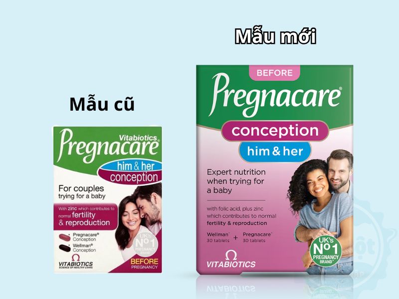 Pregnacare Him & Her Conception mẫu cũ và mẫu mới