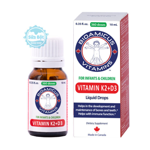 Giọt uống vitamin D2K3 Bioamicus hấp thu canxi 10ml