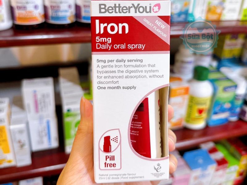 Sắt xịt Better You bổ sung sắt vào mạch máu, thiết kế dễ sử dụng
