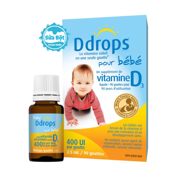 Nước uống Baby Ddrops cung cấp Vitamin D3 từ 0 - 1 tuổi 2,5ml của Canada
