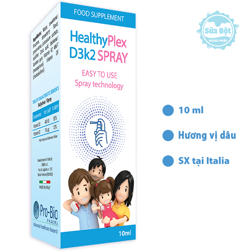 Xịt họng Healthyplex D3K2 Spray là dòng siro có xuất xứ từ Ý