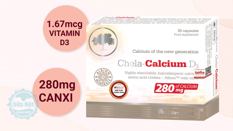 Thành phần chính Chela-Calcium D3 là canxi và vitamin D3