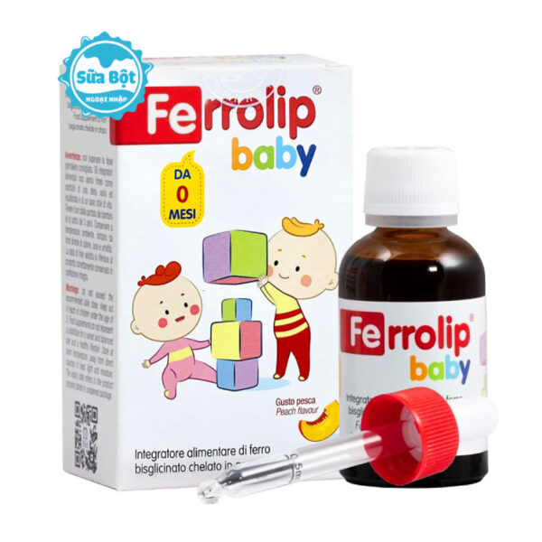 Sắt hữu cơ Ferrolip Baby vị đào dạng giọt dành cho bé 30ml của Ý