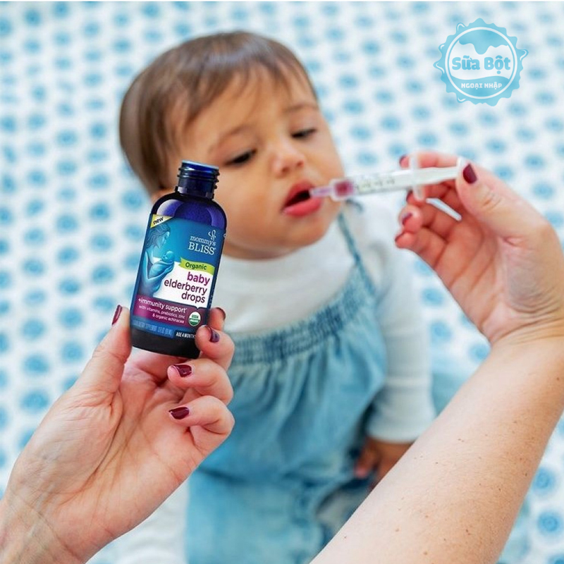 Siro Mommys Bliss Organic Baby Elderberry Drops 90ml của Mỹ giúp tăng sức đề kháng cho bé