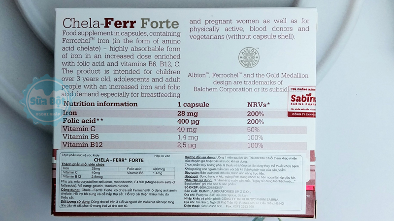 Thành phần chi tiết của Chela-Ferr Forte 