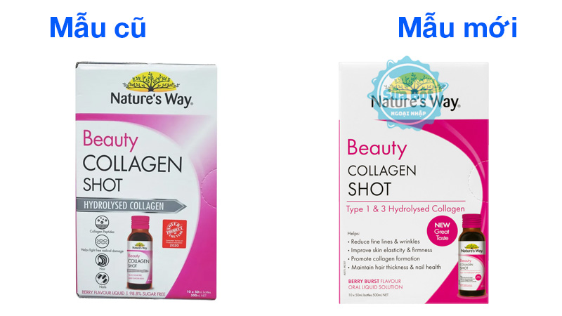 Nước uống Beauty Collagen Shot mẫu cũ và mẫu mới Nước uống Beauty Collagen Shot mẫu cũ và mẫu mới