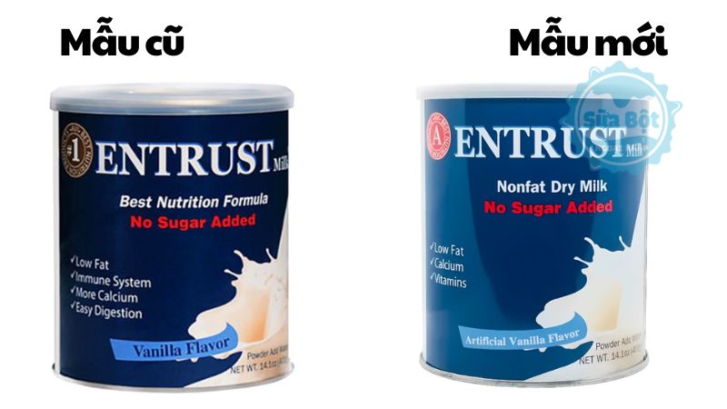 Sữa bột Entrust Milk phiên bản mẫu cũ và mẫu mới Sữa bột Entrust Milk phiên bản mẫu cũ và mẫu mới