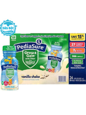 Thùng sữa Pediasure with Fiber dạng nước hương vani của Mỹ (220ml x 24 chai)