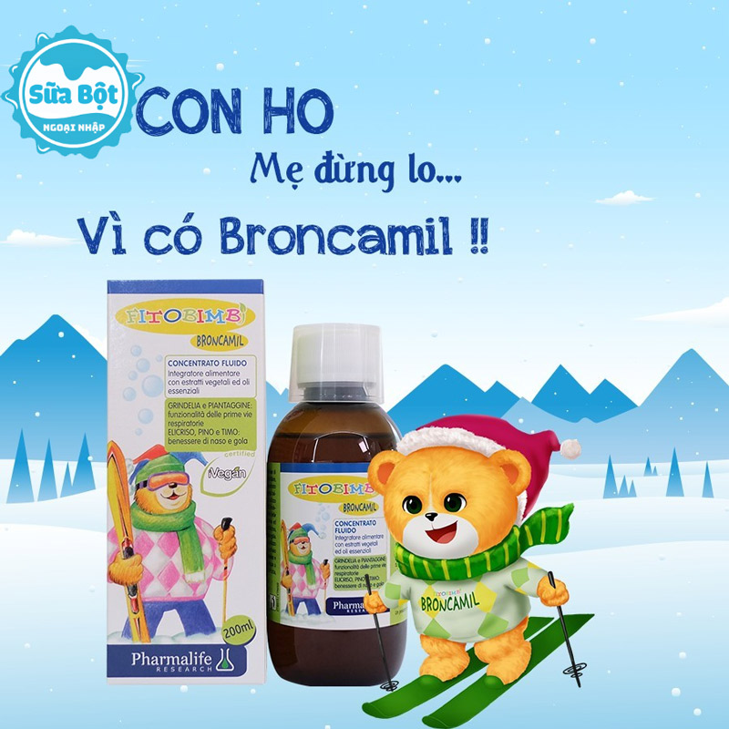 Siro ho Fitobimbi Broncamil dạng dung dịch dễ uống, dễ sử dụng, giúp trẻ hấp thu nhanh và tốt hơn.