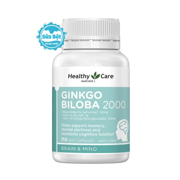 Viên uống Healthy Care Ginkgo Biloba 2000mg bổ não Úc 110 viên