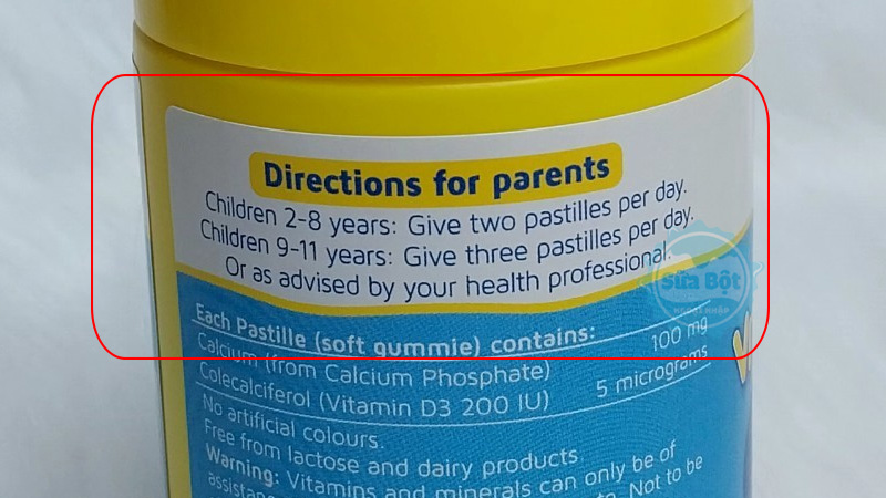 Kẹo dẻo Nature's Way Kids Smart Vita Gummies Calcium Vitamin D sử dụng theo đúng liều lượng cho từng độ tuổi