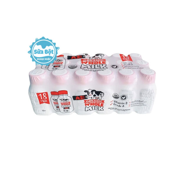 Thùng sữa tươi A2 Organic Whole Milk của Mỹ (18 chai x 240ml)