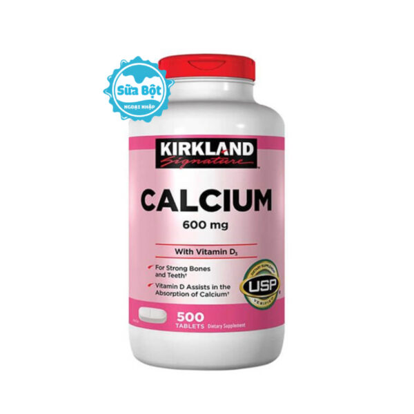 Viên uống Kirkland Calcium 600mg Vitamin D3 của Mỹ (500 viên)