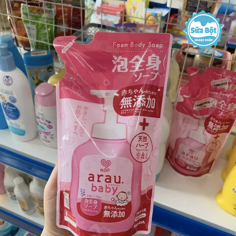 Ưu điểm nổi bật của sữa tắm gội Arau Baby của Nhật dạng túi 400ml