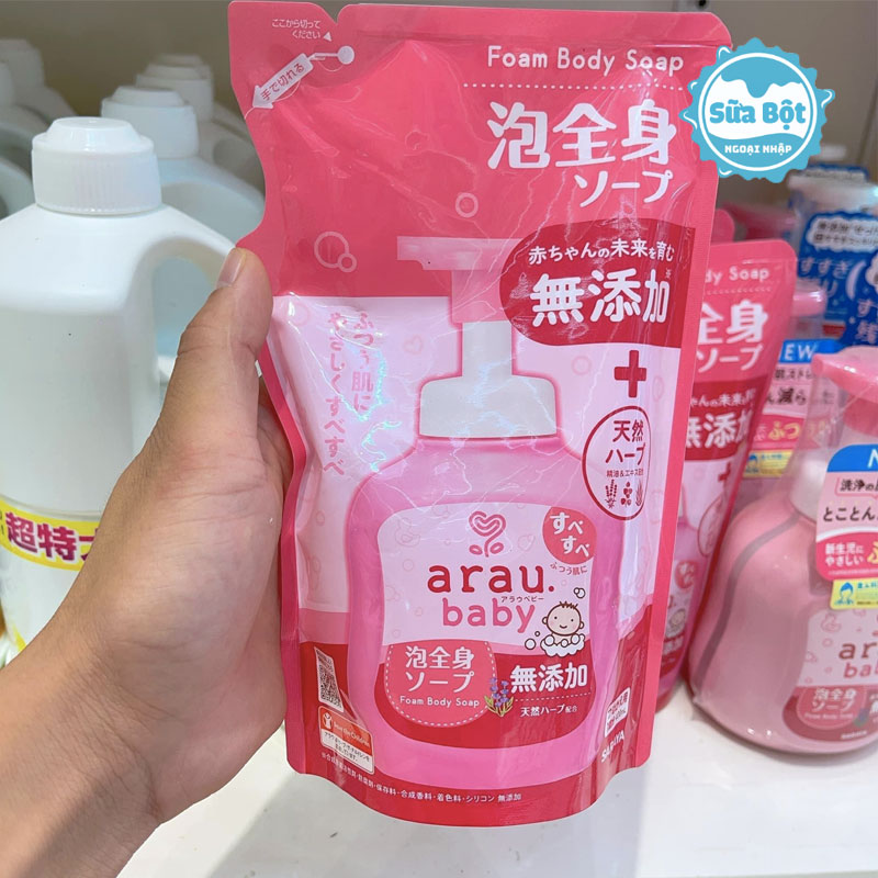 Công dụng của sữa tắm gội Arau Baby của Nhật dạng túi 400ml