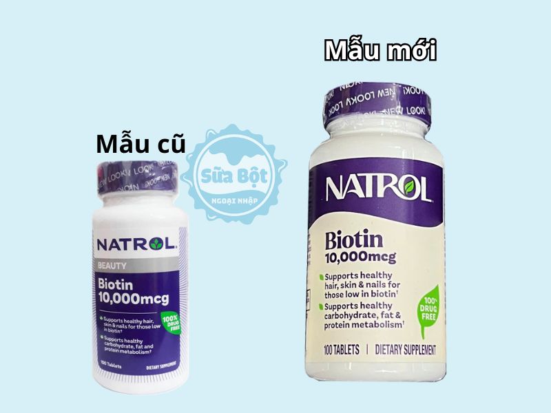 Viên uống Natrol Biotin 10000 mcg mẫu cũ và mẫu mới