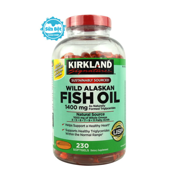 Dầu cá Kirkland Wild Alaskan Fish Oil 1400mg Mỹ 230 viên