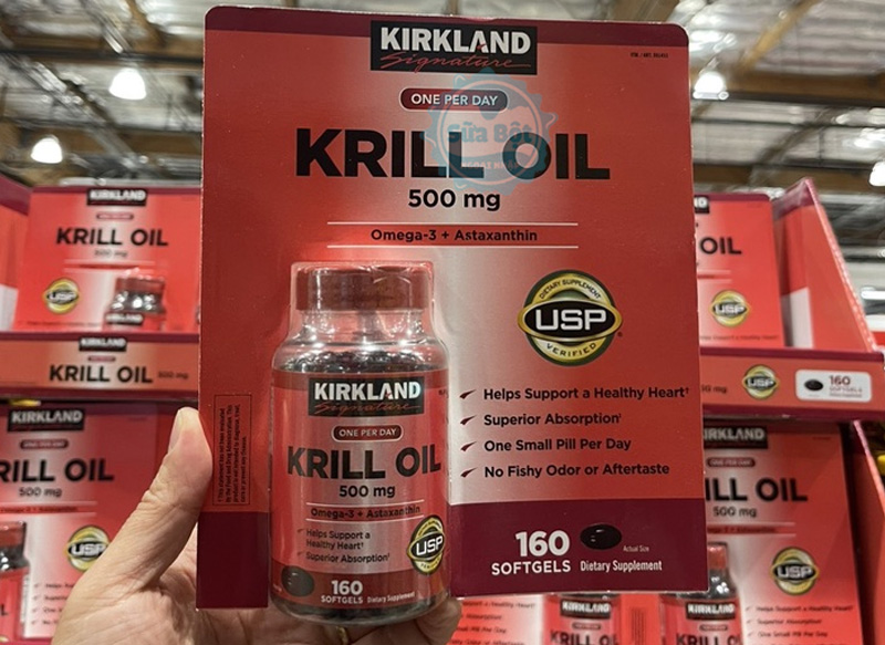 Dầu nhuyễn thể Kirkland Krill Oil 500mg có xuất xứ từ Mỹ được nhiều người tiêu dùng đánh giá tốt