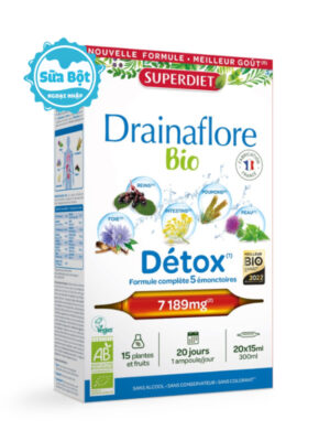 Thải độc Detox Superdiet Drainaflore Bio 5 in 1 của Pháp (20 ống x 15ml)