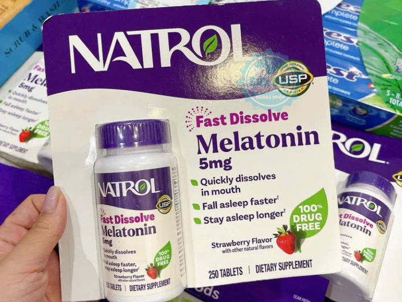 Viên ngậm Natrol Melatonin Sleep 5mg hỗ trợ ngủ ngon giấc, chìm vào giấc ngủ nhanh hơn