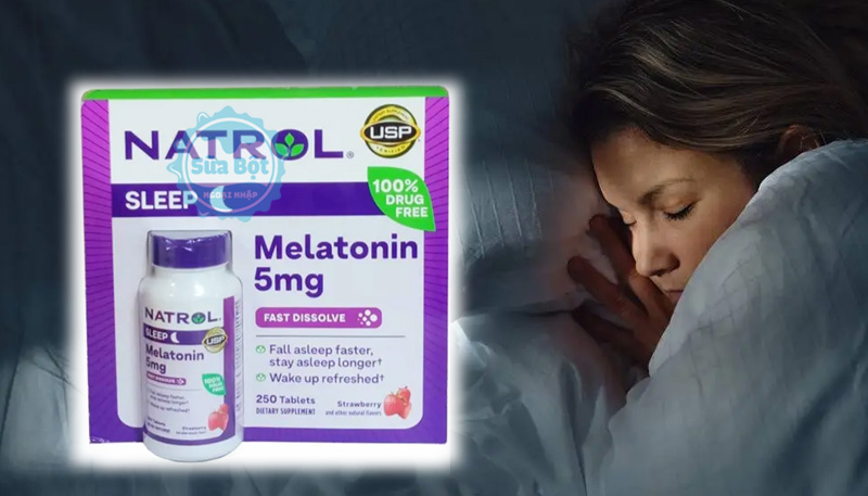 Viên ngậm Natrol Melatonin Sleep 5mg hỗ trợ ngủ ngon giấc, chìm vào giấc ngủ nhanh hơn