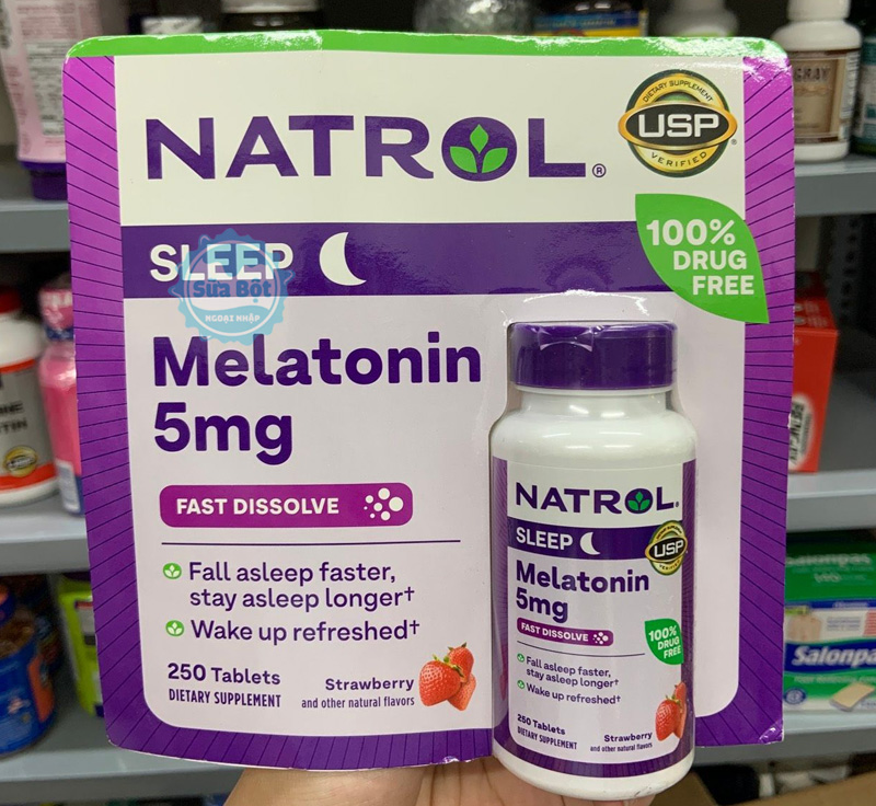 Viên ngậm Natrol Melatonin Sleep 5mg được sản xuất tại Mỹ, tin cậy về chất lượng