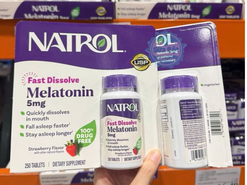 Viên ngậm Natrol Melatonin Sleep 5mg được sản xuất tại Mỹ, tin cậy về chất lượng