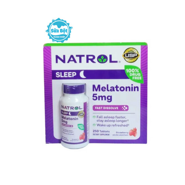 Viên ngậm ngủ ngon Natrol Melatonin Sleep 5mg Mỹ 250 viên