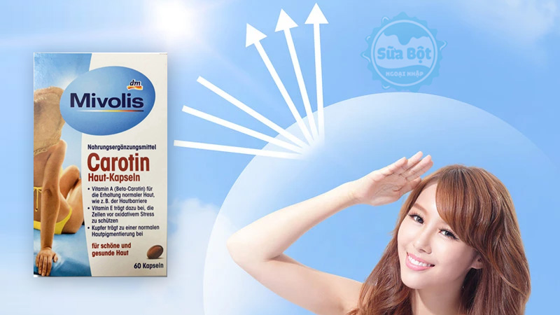 Viên uống chống nắng Mivolis Carotin hỗ trợ bảo vệ da khỏi tác hại của ánh mặt trời